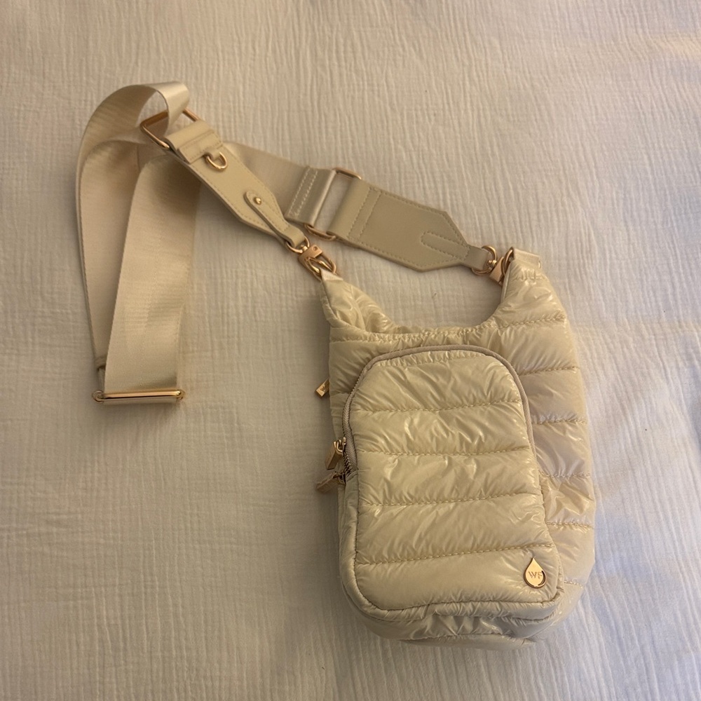 Cream Quilted Crossbody Bag